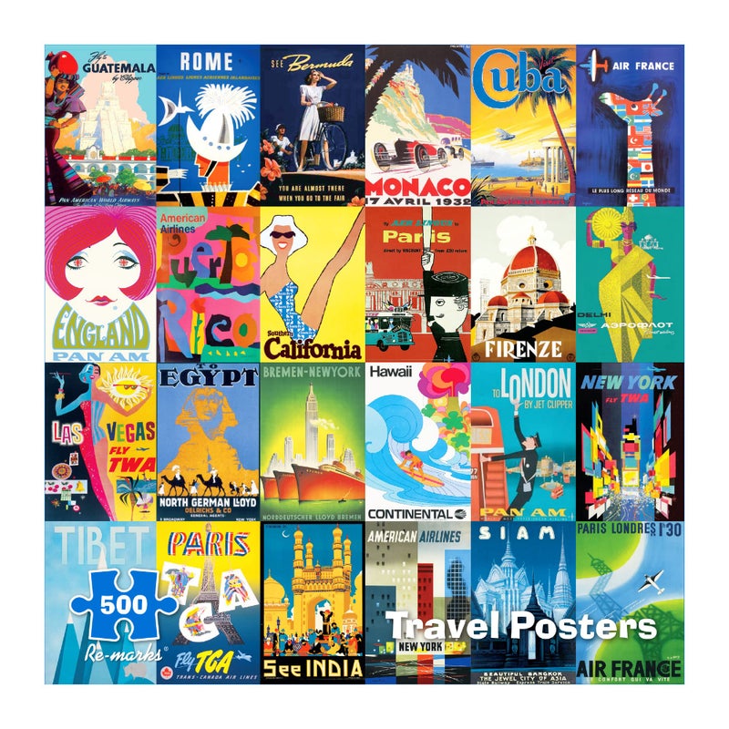 Re-marks Travel Posters, Poster Puzzle, 500-Piece Jigsaw Puzzle for All Ages - Image 1